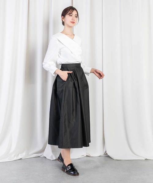 RAW FUDGE（ローファッジ）の「アシメタックフレアスカート（スカート・レディース・ブラック/ベージュ/オリーブ・M）」の8枚目の写真