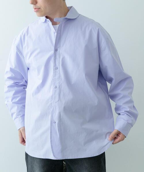 ITEMS URBANRESEARCH(アイテムズ アーバンリサーチ)の「ブロード ラウンドカラーシャツ(シャツ/ブラウス・メンズ・アイボリー/ブルー系その他/パープル/グリーン系その他・MEDIUM/LARGE)」の4枚目の写真