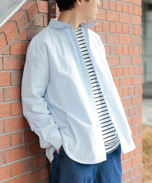 ITEMS URBANRESEARCH(アイテムズ アーバンリサーチ)の「ブロード ラウンドカラーシャツ(シャツ/ブラウス・メンズ・アイボリー/ブルー系その他/パープル/グリーン系その他・MEDIUM/LARGE)」の3枚目の写真