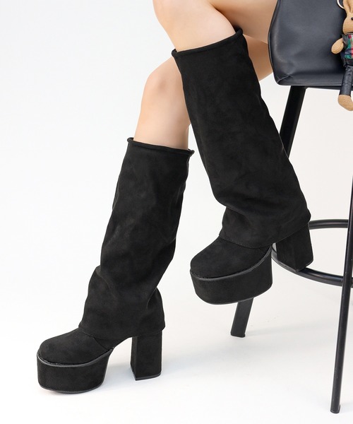 LOVEHUNTER(ラブハンター)の「LOVEHUNTER/+10.5cm 厚底 カバーロングブーツ(2200)(ブーツ・レディース・アイボリー/ブラック系1/ブラック系2・LL/S/M/L)」の3枚目の写真