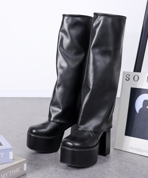 LOVEHUNTER(ラブハンター)の「LOVEHUNTER/+10.5cm 厚底 カバーロングブーツ(2200)(ブーツ・レディース・アイボリー/ブラック系1/ブラック系2・LL/S/M/L)」の6枚目の写真
