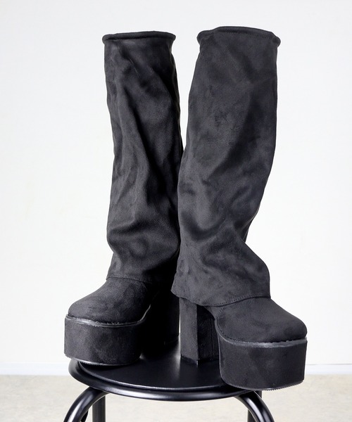 LOVEHUNTER(ラブハンター)の「LOVEHUNTER/+10.5cm 厚底 カバーロングブーツ(2200)(ブーツ・レディース・アイボリー/ブラック系1/ブラック系2・LL/S/M/L)」の9枚目の写真