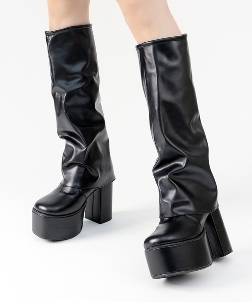 LOVEHUNTER(ラブハンター)の「LOVEHUNTER/+10.5cm 厚底 カバーロングブーツ(2200)(ブーツ・レディース・アイボリー/ブラック系1/ブラック系2・LL/S/M/L)」の7枚目の写真