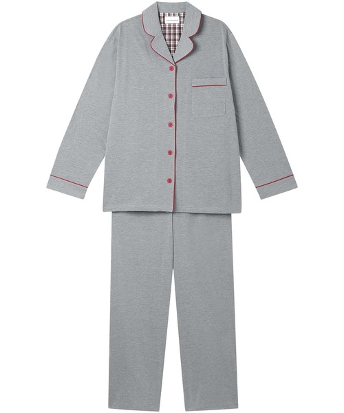 une nana cool（ウンナナクール）の「【綿混】なめらか天竺パジャマ（ルームウェア/パジャマ・レディース・ブルーグリーン/アイボリー/ライトグレー/ダークブラウン/レッド/ワインレッド/ダークブルー/ダークグレー/モカ・M/L）」の3枚目の写真