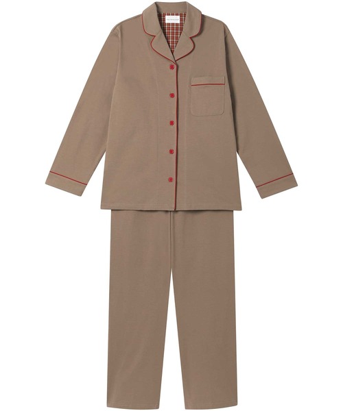 une nana cool（ウンナナクール）の「【綿混】なめらか天竺パジャマ（ルームウェア/パジャマ・レディース・ブルーグリーン/アイボリー/ライトグレー/ダークブラウン/レッド/ワインレッド/ダークブルー/ダークグレー/モカ・M/L）」の5枚目の写真