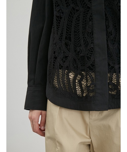 styling/（スタイリング）の「バテンレースドレスシャツ（シャツ/ブラウス・レディース・ホワイト/ブラック・FREE）」の3枚目の写真