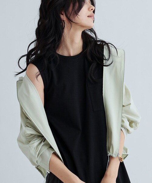 GALLEST（ギャレスト）の「ギャザードルマンフーデットブルゾン（ブルゾン・レディース・グレー/ホワイト/ライトグリーン・38）」の7枚目の写真