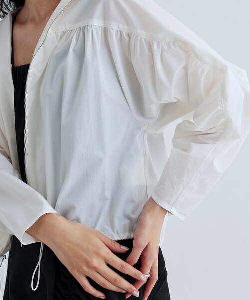 GALLEST（ギャレスト）の「ギャザードルマンフーデットブルゾン（ブルゾン・レディース・グレー/ホワイト/ライトグリーン・38）」の14枚目の写真