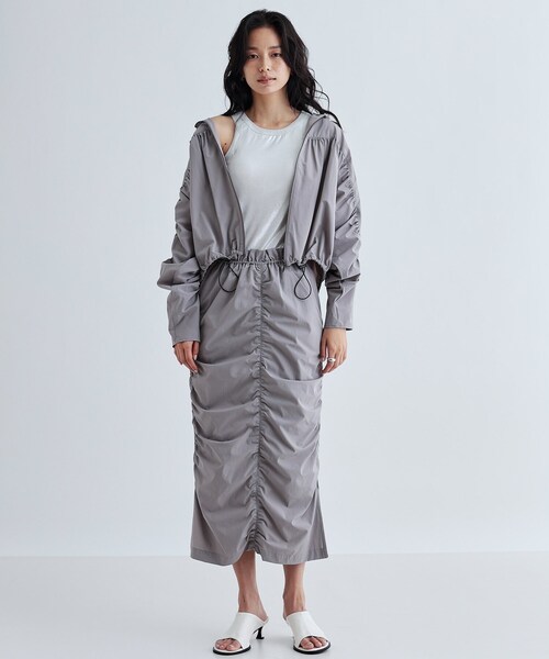 GALLEST（ギャレスト）の「ギャザードルマンフーデットブルゾン（ブルゾン・レディース・グレー/ホワイト/ライトグリーン・38）」の15枚目の写真