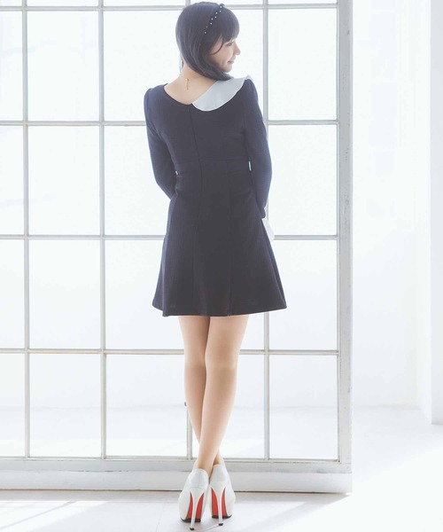 【韓国発】フリルボタンフレアワンピース 花柄フリルウエストリブフレアワンピース[kz413] | レディース