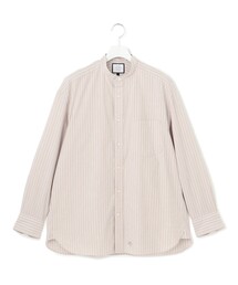 【UNISEX】タイプライターストライプ バンドカラーシャツ