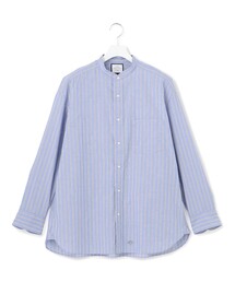 【UNISEX】タイプライターストライプ バンドカラーシャツ