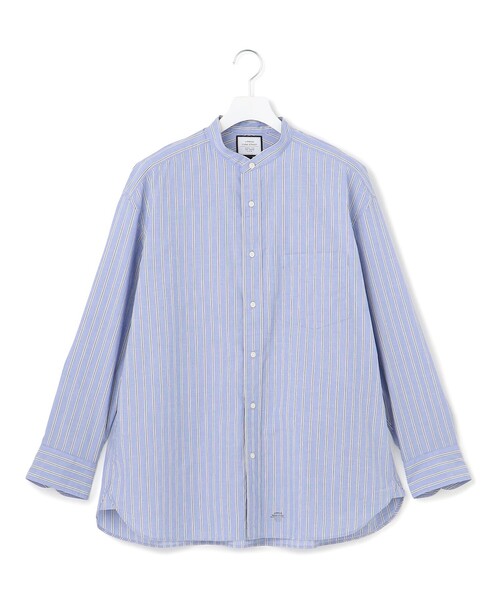 J.PRESS YORK STREET(ジェイプレスヨークストリート)の「【UNISEX】タイプライターストライプ バンドカラーシャツ(シャツ/ブラウス・メンズ・サックスブルー系1/ピンク系1/ブラウン系1・LARGE/MEDIUM/SMALL)」の2枚目の写真