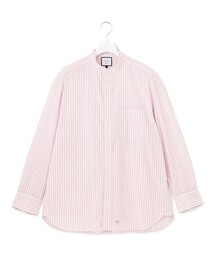 【UNISEX】タイプライターストライプ バンドカラーシャツ