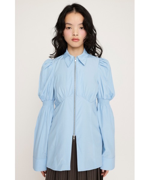 【SALE】ジップシャツ セール】FRONT ZIP SH BL フロント ジップ シャツ ブラウス