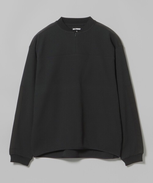 BEAMS GOLF(ビームスゴルフ)の「B.G.THREE / ALL-TINE ワッフル ハーフジップ ロングスリーブシャツ(スウェット・メンズ・ブラック/ホワイト・X-LARGE/LARGE/MEDIUM)」の2枚目の写真