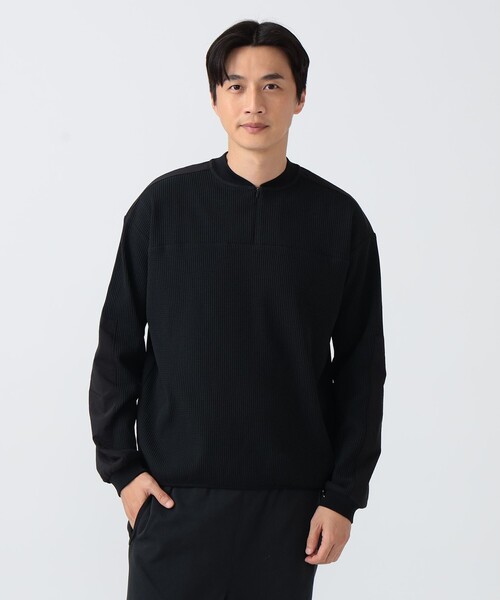 BEAMS GOLF(ビームスゴルフ)の「B.G.THREE / ALL-TINE ワッフル ハーフジップ ロングスリーブシャツ(スウェット・メンズ・ブラック/ホワイト・X-LARGE/LARGE/MEDIUM)」の14枚目の写真