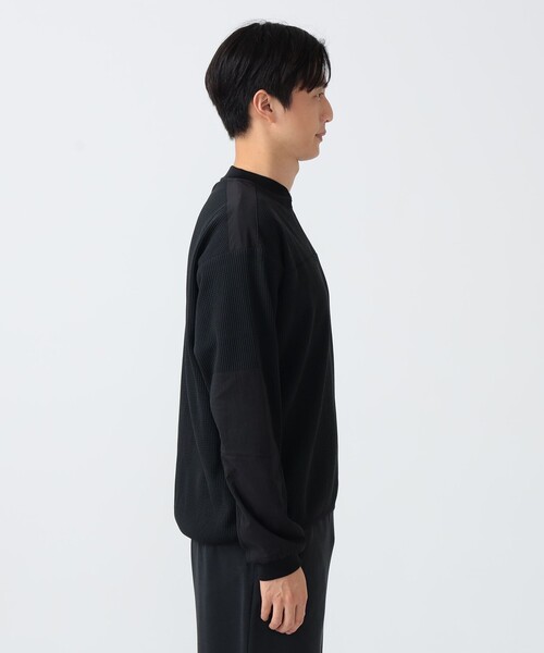 BEAMS GOLF(ビームスゴルフ)の「B.G.THREE / ALL-TINE ワッフル ハーフジップ ロングスリーブシャツ(スウェット・メンズ・ブラック/ホワイト・X-LARGE/LARGE/MEDIUM)」の3枚目の写真