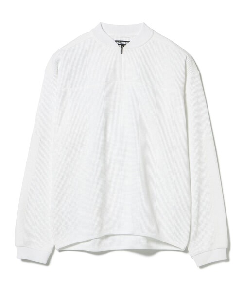BEAMS GOLF(ビームスゴルフ)の「B.G.THREE / ALL-TINE ワッフル ハーフジップ ロングスリーブシャツ(スウェット・メンズ・ブラック/ホワイト・X-LARGE/LARGE/MEDIUM)」の4枚目の写真