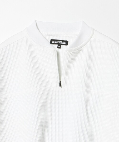 BEAMS GOLF(ビームスゴルフ)の「B.G.THREE / ALL-TINE ワッフル ハーフジップ ロングスリーブシャツ(スウェット・メンズ・ブラック/ホワイト・X-LARGE/LARGE/MEDIUM)」の5枚目の写真
