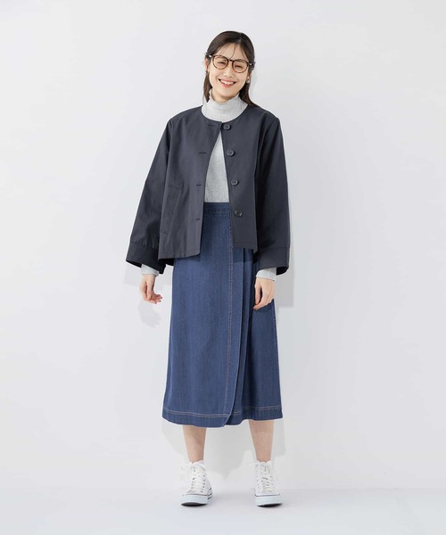 Petit Honfleur(プチオンフルール)の「2025春夏【はっ水加工】ノーカラーショートジャケット(トレンチコート・レディース・ネイビー/ベージュ・11号/9号)」の19枚目の写真