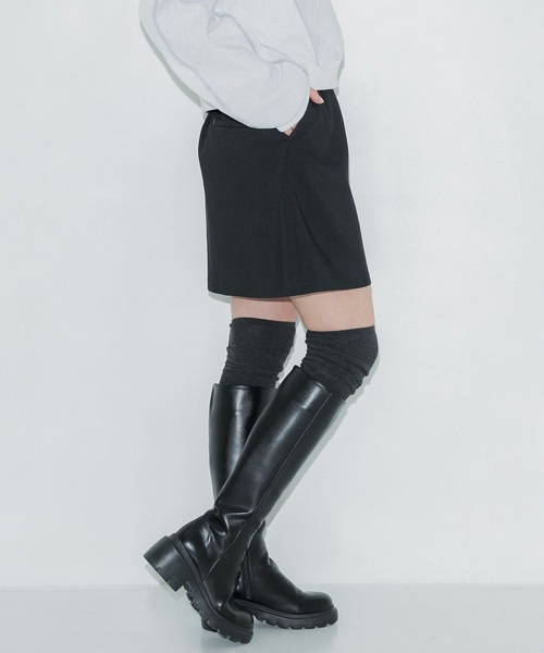 PUBLIC TOKYO（パブリックトウキョウ）の「【残りわずか】ステッチワークミニスカート（スカート・レディース・ブラウン/ブラック・1/2）」の3枚目の写真