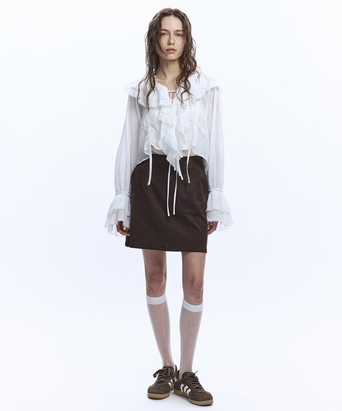 PUBLIC TOKYO（パブリックトウキョウ）の「【残りわずか】ステッチワークミニスカート（スカート・レディース・ブラウン/ブラック・1/2）」の18枚目の写真