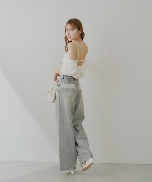 Chico(チコ)の「【6色展開】バックオープンリブキャミ(キャミソール・レディース・ブラック/ピンクベージュ/グレー/アイボリー/ブラウン/ホワイト・FREE/SMALL)」の17枚目の写真