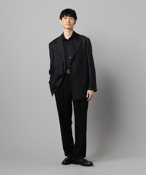 COMME CA MEN（コムサメン）の「【セットアップ対応】エアリークッションナイロンジャージー インタックパンツ（スラックス・メンズ・チャコールグレー/ブラック・L/M）」の3枚目の写真