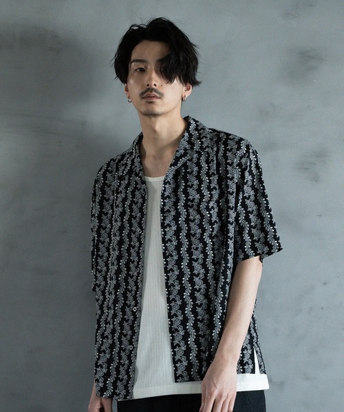 RATTLE TRAP(ラトルトラップ)の「ヴィンテージライクオープンカラーシャツ(シャツ/ブラウス・メンズ・サックスブルー/ブラック・M/L/LL)」の1枚目の写真