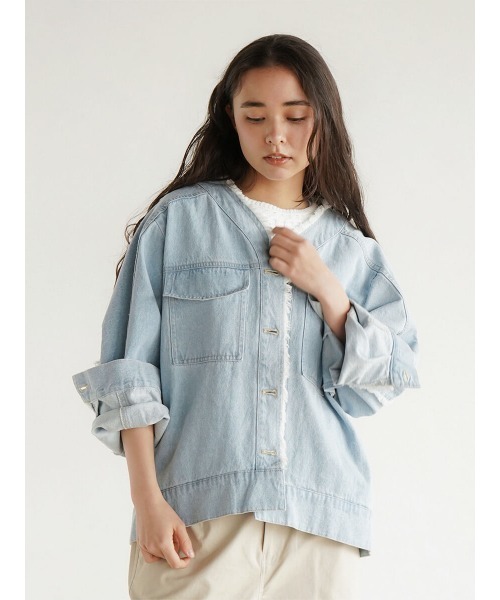 No collar fringe denim jacket（デニムジャケット）｜FIKA.（フィーカ  