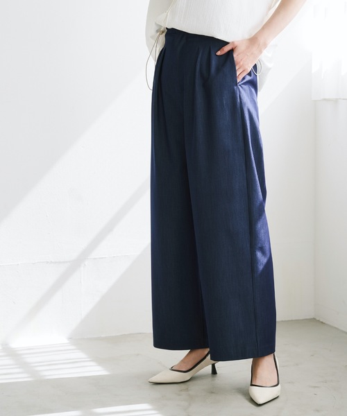 Emma Taylor（エマテイラー）の「デニムライクタックワイドパンツ（デニムパンツ・レディース・インディゴブルー/ブルー/ブラック・38/36）」の19枚目の写真