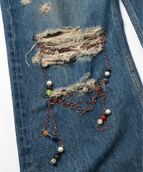 amok（アモク）の「CHAIN DAMEGE DENIM PANTS（デニムパンツ・メンズ・インディゴブルー/ライトインディゴブルー・S/M/L）」の11枚目の写真