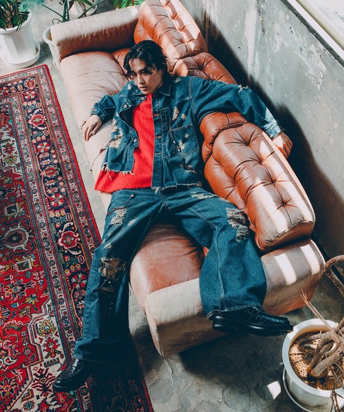 amok（アモク）の「CHAIN DAMEGE DENIM PANTS（デニムパンツ・メンズ・インディゴブルー/ライトインディゴブルー・S/M/L）」の16枚目の写真