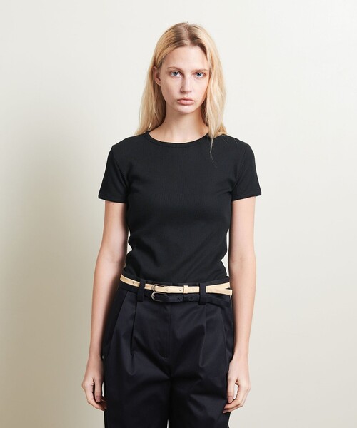 ATTISESSION(アティセッション)の「<ATTISESSION>ワッフル ショートスリーブ ボディースーツ(Tシャツ/カットソー・レディース・ブラック/オフホワイト・FREE)」の2枚目の写真