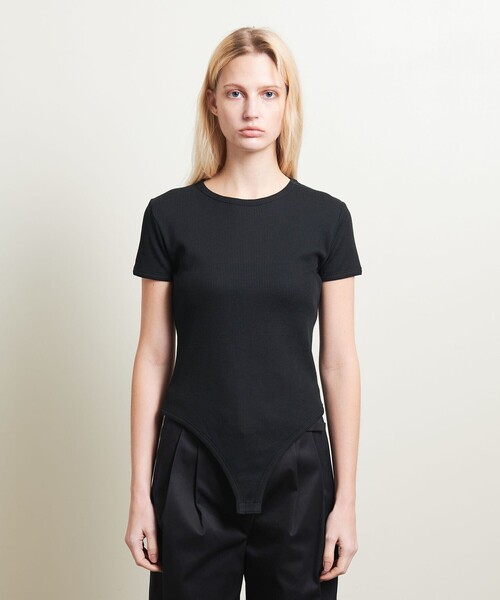 ATTISESSION(アティセッション)の「<ATTISESSION>ワッフル ショートスリーブ ボディースーツ(Tシャツ/カットソー・レディース・ブラック/オフホワイト・FREE)」の8枚目の写真