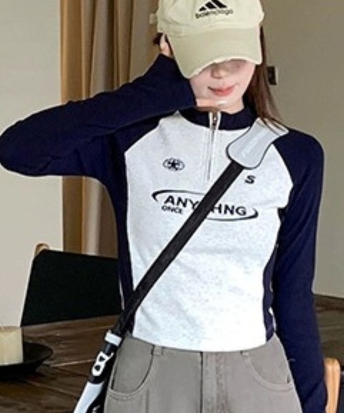 sevens(セブンズ)の「【sevens】ラグランハーフZIPロンT(Tシャツ/カットソー・レディース・グレー/ピンク・FREE)」の10枚目の写真
