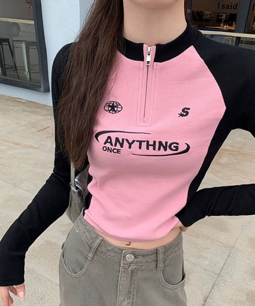 sevens(セブンズ)の「【sevens】ラグランハーフZIPロンT(Tシャツ/カットソー・レディース・グレー/ピンク・FREE)」の13枚目の写真