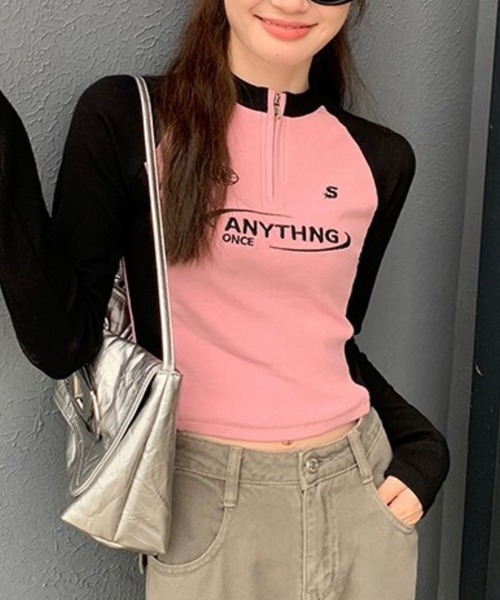 sevens(セブンズ)の「【sevens】ラグランハーフZIPロンT(Tシャツ/カットソー・レディース・グレー/ピンク・FREE)」の16枚目の写真