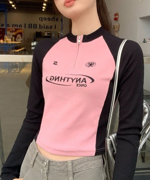 sevens(セブンズ)の「【sevens】ラグランハーフZIPロンT(Tシャツ/カットソー・レディース・グレー/ピンク・FREE)」の19枚目の写真