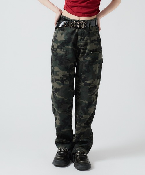 セール】Double Knee Wide Camo Pattern Pants/ダブルニーワイド