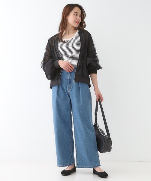 Cutie Blonde（キューティーブロンド）の「大人の透け感でかろやかに シアーレイヤードブルゾン（ブルゾン・レディース・ライトグレー/ブラック・01/02/03/04）」の10枚目の写真