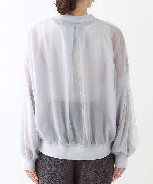 Cutie Blonde（キューティーブロンド）の「大人の透け感でかろやかに シアーレイヤードブルゾン（ブルゾン・レディース・ライトグレー/ブラック・01/02/03/04）」の6枚目の写真