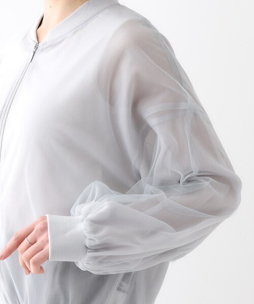 Cutie Blonde（キューティーブロンド）の「大人の透け感でかろやかに シアーレイヤードブルゾン（ブルゾン・レディース・ライトグレー/ブラック・01/02/03/04）」の4枚目の写真