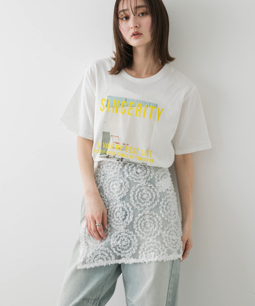 SENSE OF PLACE by URBAN RESEARCH(センスオブプレイスバイアーバンリサーチ)の「チュールレースラップスカート(スカート・レディース・ブラック/ホワイト・ONE)」の19枚目の写真