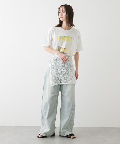 SENSE OF PLACE by URBAN RESEARCH(センスオブプレイスバイアーバンリサーチ)の「チュールレースラップスカート(スカート・レディース・ブラック/ホワイト・ONE)」の15枚目の写真