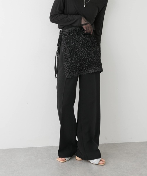 SENSE OF PLACE by URBAN RESEARCH(センスオブプレイスバイアーバンリサーチ)の「チュールレースラップスカート(スカート・レディース・ブラック/ホワイト・ONE)」の12枚目の写真