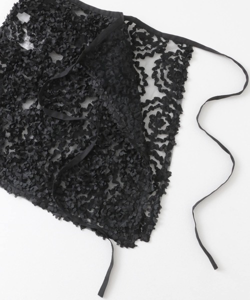 SENSE OF PLACE by URBAN RESEARCH(センスオブプレイスバイアーバンリサーチ)の「チュールレースラップスカート(スカート・レディース・ブラック/ホワイト・ONE)」の8枚目の写真