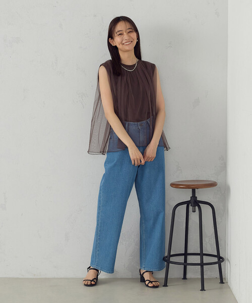 COMME CA ISM（コムサイズム）の「チュール　ノースリーブカットソー（Tシャツ/カットソー・レディース・アイボリー/ブラック/ダークブラウン・LARGE/MEDIUM）」の10枚目の写真