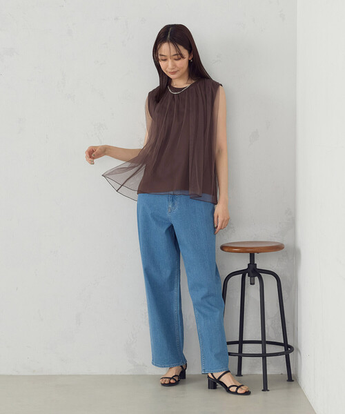 COMME CA ISM（コムサイズム）の「チュール　ノースリーブカットソー（Tシャツ/カットソー・レディース・アイボリー/ブラック/ダークブラウン・LARGE/MEDIUM）」の11枚目の写真